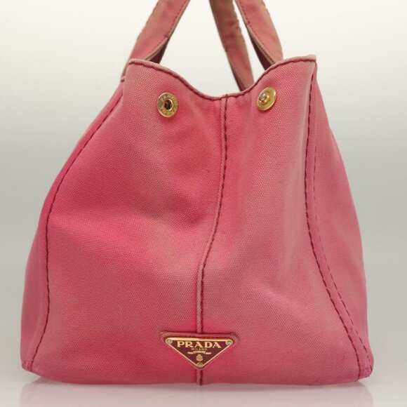 PRADA Canapa GM Hand Bag Canvas Pink Gold Auth bs28066 - Picture 5 of 16